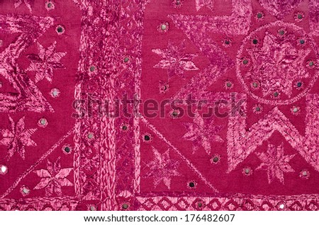 Full frame take of  piece of traditional Indian tapestry