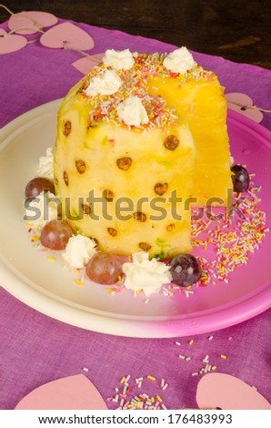 Sweet pineapple dessert served for a kid party