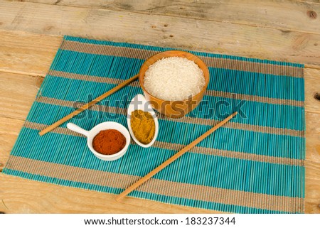 Rice and  hot spices, Asian food staples