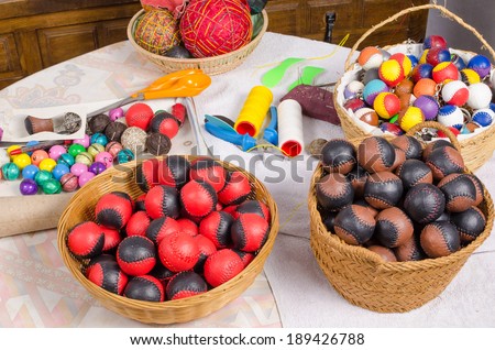 Handcrafted balls as used for traditional Spanish sports