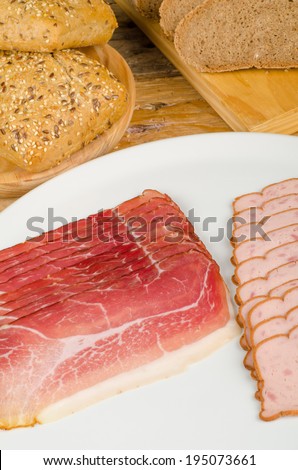 Cold meat and bread, traditional German  food