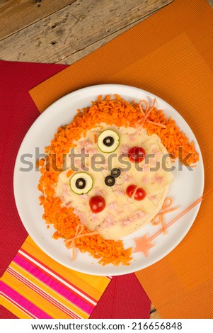 Pizza face, a funny meal for children