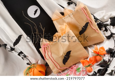 Bags full of candy for a kid Halloween party