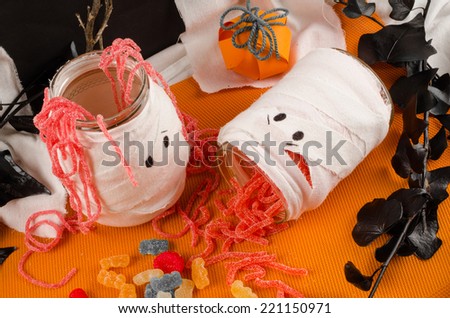 Funny Halloween party decoration with assorted candy