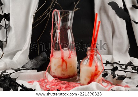 A funny Halloween party drink decorated for children