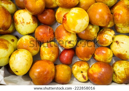 Ripe jujube fruit on a street market stall