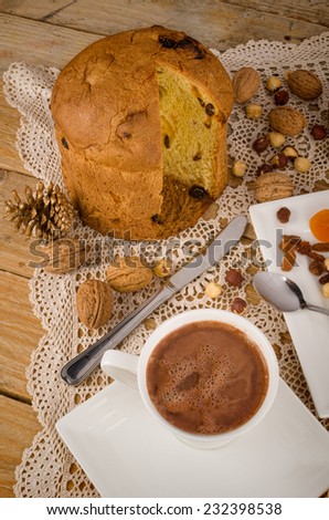 Homemade panettone served with hot chocolate, an Italian classic gone Peruvian