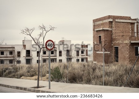 Abandoned half finished housing project, a result of the real estate bubble