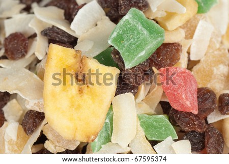 Assortment of  dried and dehydrated fruit, food background