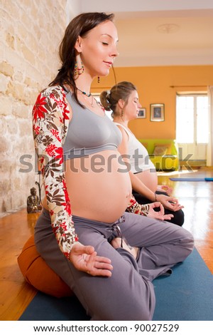Serenity and joy at prenatal yoga exercises