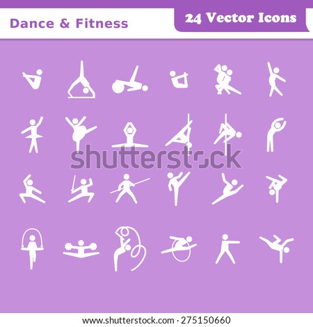 Sports, Recreation, Dance, Fitness Vector Icons