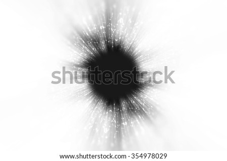 Beautiful zoom particles or motion particle into space in black and white color.