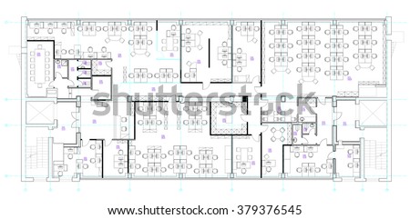 Standard office furniture symbols set used in architecture plans, office planning icon set, graphic design elements. Small Office room - top view plans. Vector isolated.