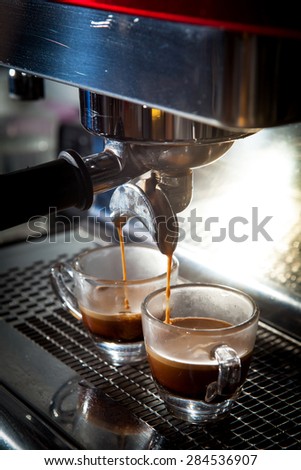Step by making coffee from coffee bean, Shot of espresso coffee