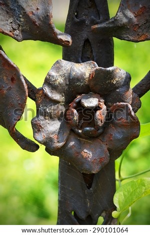 rusty gate in abandoned mansion