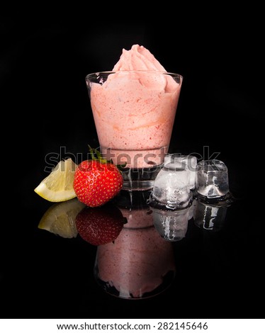 drink ice lemon strawberry shake mousse dessert advertising background black