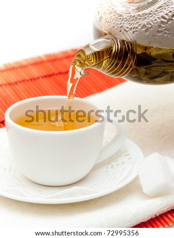 Pouring Green Tea with Cup