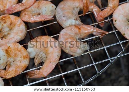 Grilled prawns on the barbecue