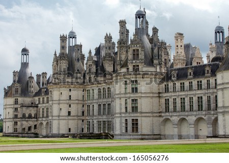 Chambord, France - June 18, 2013: Chambord Castle. Built As A Hunting Lodge For King Francois I, Between 1519 And 1539, This Castle Is The Largest And Most Frequented Of The Loire Valley.