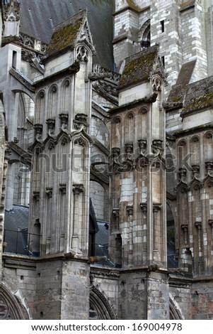 The side-wall of the cathedral  of Saint Gatien in Tours, Loire Valley  France