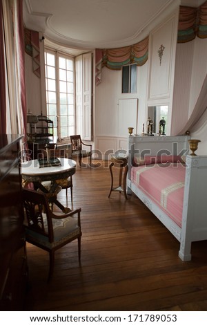 VALENCAY, FRANCE - JUNE 19, 2013: In style kept rooms in the castle Valencay. Loire Valley. France
