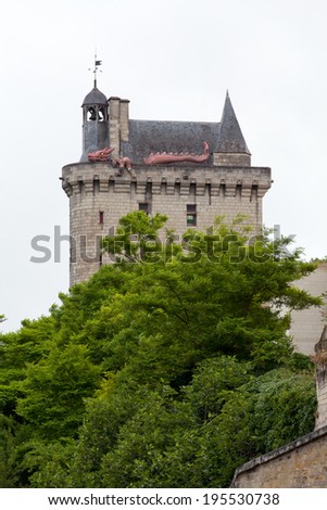 Castle of Chinon - La Tour de l\'Horloge/ clock tower/. Loire Valley.