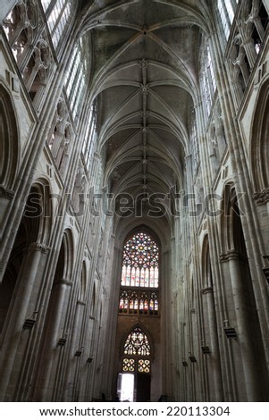 TOURS, FRANCE - JUNE 24, 2013::Gothic cathedral of Saint Gatien in Tours; Loire Valley; France