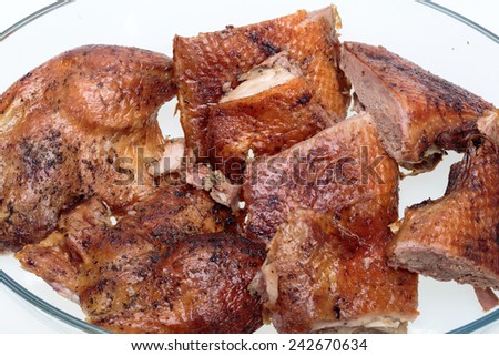 pieces of the roasted goose