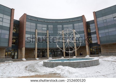 CRACOW, POLAND - JANUARY 29, 2015: Cracow - Jagiellonian Univesity . Faculty of Physics, Astronomy. The oldest university in Poland, the second oldest university in Central Europe.