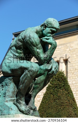PARIS, FRANCE - SEPTEMBER 12, 2014: The Thinker in Rodin Museum in Paris, France