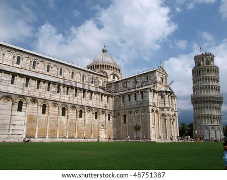 Leaning Tower of Pisa and Cathedral - one of a few most recognizable buildings in the world