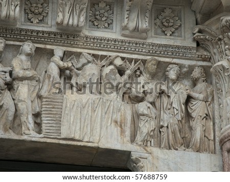 Siena - Duomo. Relief from the western facade