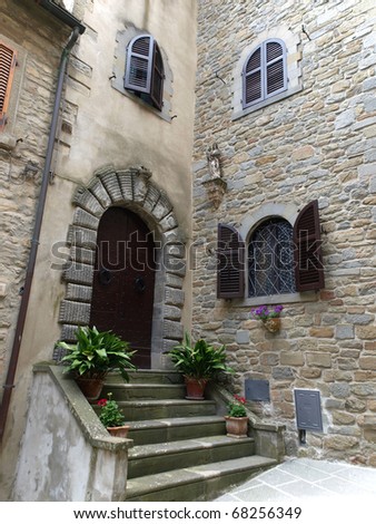 stairs and doors to the old house in Tuscany