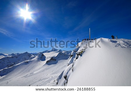 Sun over peak Schwarze Schneide.