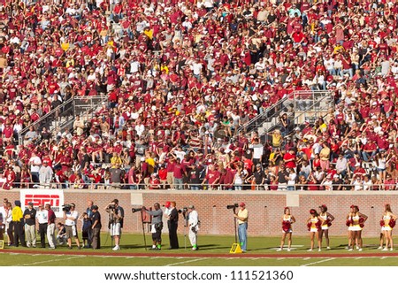 TALLAHASSEE, FL - OCT. 22:  Sold out crowd at Doak Campbell Stadium, home of Florida State football team on Oct. 22, 2011 in Tallahassee, FL. It has a capacity of 82,300, making it the 14th largest stadium in the NCAA.