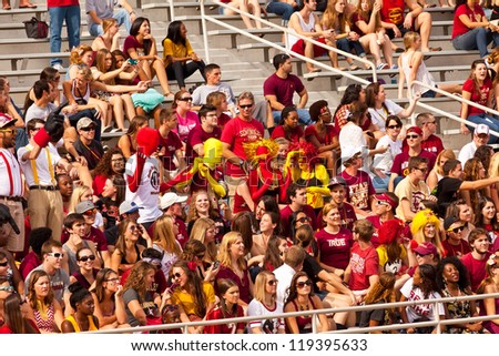 TALLAHASSEE, FL - OCT. 27:  FSU students show their support and enthusiasm during a home game at Doak Campbell Stadium during Florida State vs Duke University football game on Oct. 27, 2012.