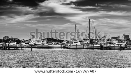 Popular marina in Destin, Florida on the Gulf of Mexico