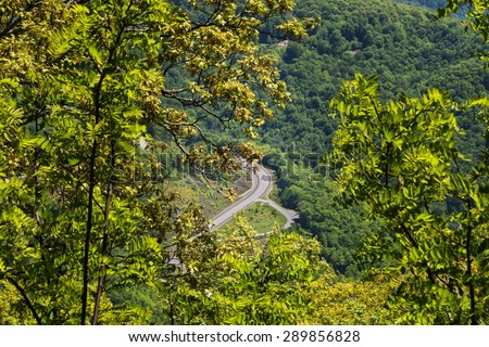 View from high above the Blue Ridge Parkway in western North Carolina