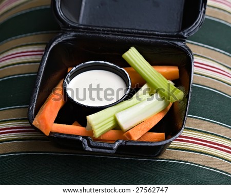 Carrot and Celery Sticks with Blue Cheese Dressing