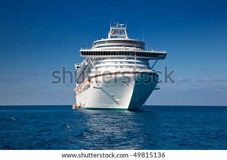 Cruise Ship Anchored in Caribbean Sea