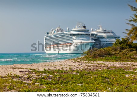 Two Cruise Ships Anchored in Grand Turk, Caicos Islands