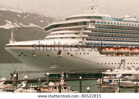 Cruise Ship Anchored in port at Whittier, Alaska