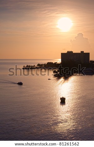 Sun Rising over a resort in Ocho Rios, Jamaica