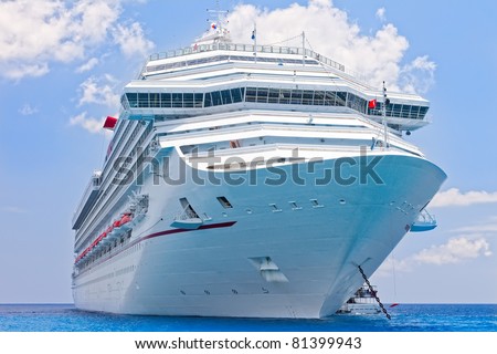 Cruise Ship Anchored near Cayman Islands, Caribbean