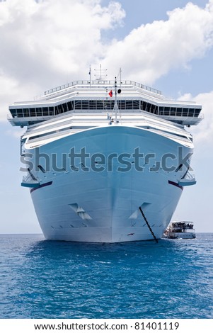 Cruise Ship Anchored in the Caribbean Sea