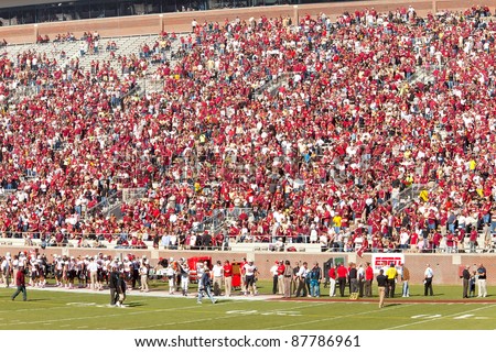 TALLAHASSEE, FL - OCT. 22: Fans at Doak Campbell Stadium, home for Florida State college football team on Oct. 22, 2011. The stadium seats 82,300, making it the NCAA\'s fourteenth largest stadium.