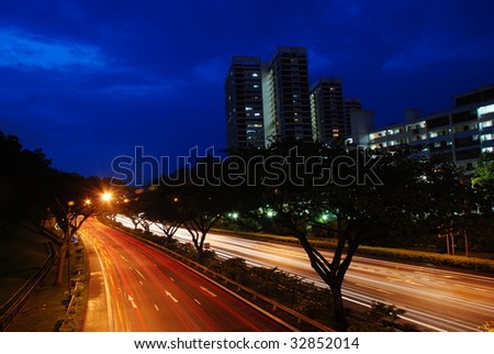 Singapore road at evening