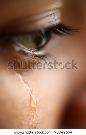 Macro view of an eye with tears