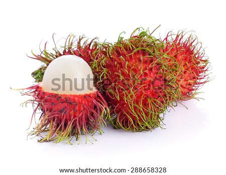 Rambutan fruit on white background.