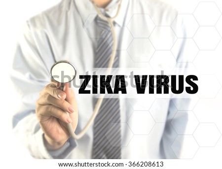blurred doctor with word ZIKA VIRUS